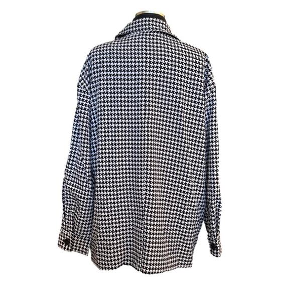 BCBGeneration Long Button Up Jacket Shacket Houndstooth Black White Office Sz M - Picture 6 of 16